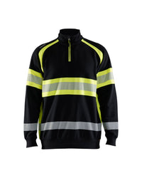 3553 Sweatshirt met halve rits High Vis - Zwart/High Vis Geel