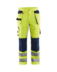1565 High Vis Werkbroek met ventilatie en gereedschapszakken - High Vis Geel/Marineblauw