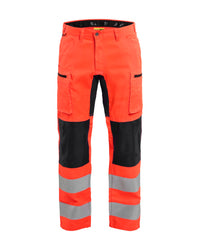 1585 High Vis werkbroek met stretch - High Vis Rood/Zwart