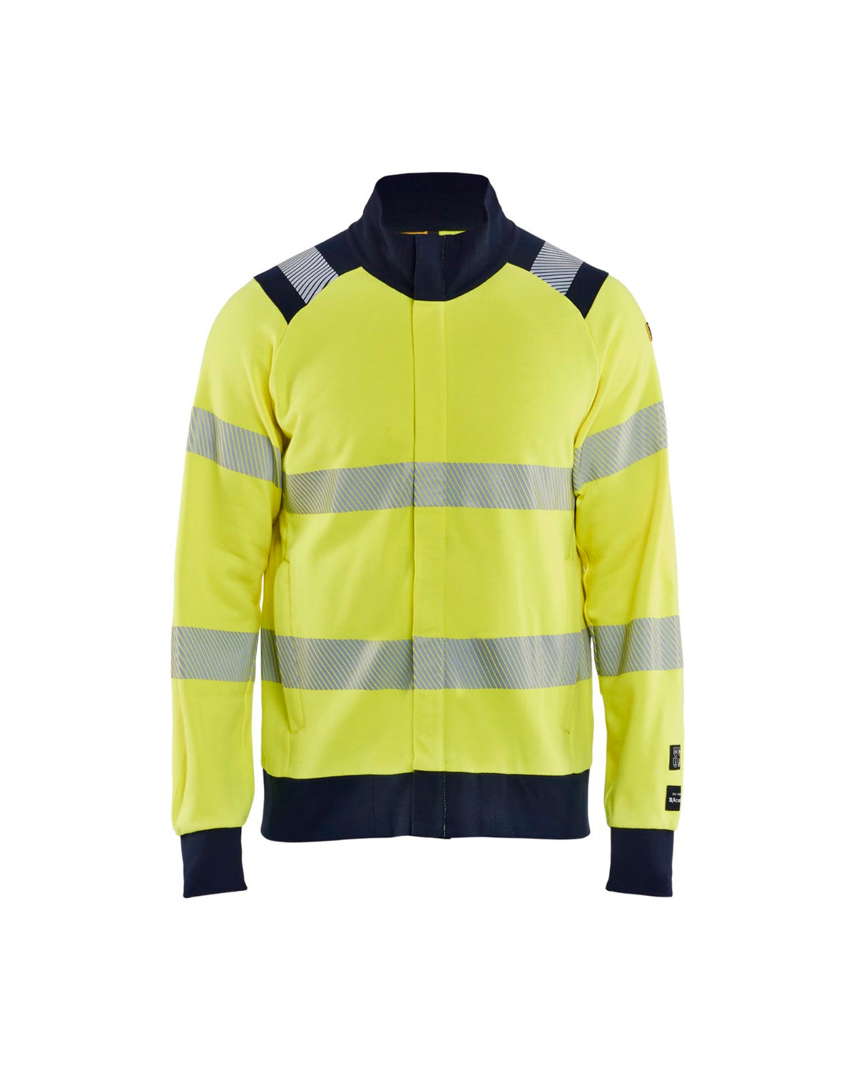 3461 Multinorm Sweatshirt met rits Inherent - High Vis Geel/Marineblauw