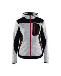 4931 Dames gebreid vest met softshell - Grijs mêlee/Zwart