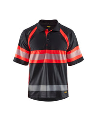 3338 UV-Poloshirt High Vis - Zwart/High Vis Rood