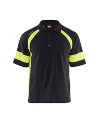 3528 Poloshirt visible - Zwart/High Vis Geel