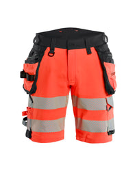 1120 High Vis Short 4-weg stretch met afneembare gereedschapzakken - High Vis Rood/Zwart