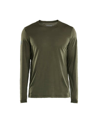 3538 T-shirt lange mouwen merinowol - Donker herfstgroen