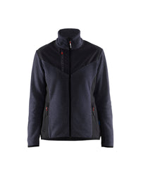 5943 Dames gebreid vest met softshell - Donker marineblauw/Zwart