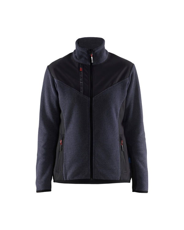 5943 Dames gebreid vest met softshell - Donker marineblauw/Zwart