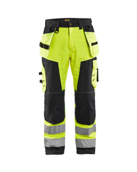 1567 High Vis werkbroek softshell met afneembare gereedschapszakken - High Vis Geel/Zwart