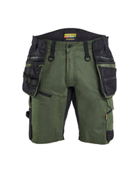 1972 STRIKER Short met stretch en afneembare gereedschapszakken - Donker herfstgroen/Zwart