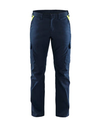 1444 Industrie werkbroek stretch - Donker marineblauw/High Vis Geel