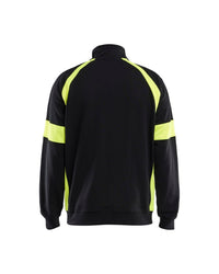 3567 Sweatshirt met rits visible - Zwart/High Vis Geel