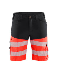 1541 High Vis Short met stretch - Zwart/High Vis Rood