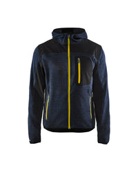 4930 Gebreid vest met softshell - Donkerblauw/Geel
