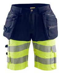 1596 High Vis short met gereedschapszakken - Marine/High Vis Geel