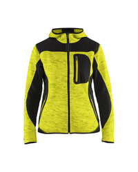 4931 Dames gebreid vest met softshell - High Vis Geel/Zwart