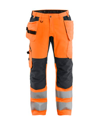 1552 High Vis Werkbroek met stretch en gereedschapzakken - High Vis Oranje/Medium grijs