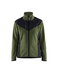 5943 Dames gebreid vest met softshell - Herfstgroen/Zwart