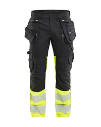1130 High Vis Werkbroek Stretch met gereedschapzakken - Zwart/High Vis Geel