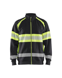 3551 Sweatshirt met rits High vis - Zwart/High Vis Geel