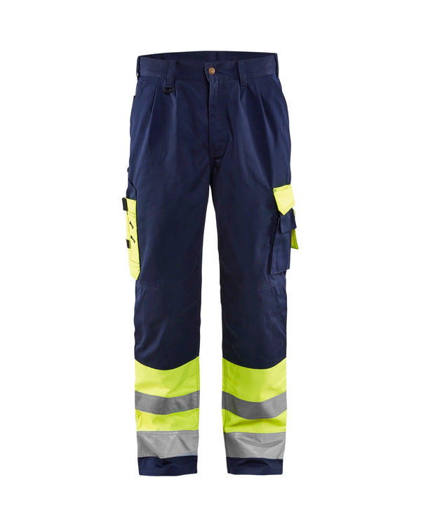 1584 High Vis Werkbroek - High Vis Geel/Marineblauw