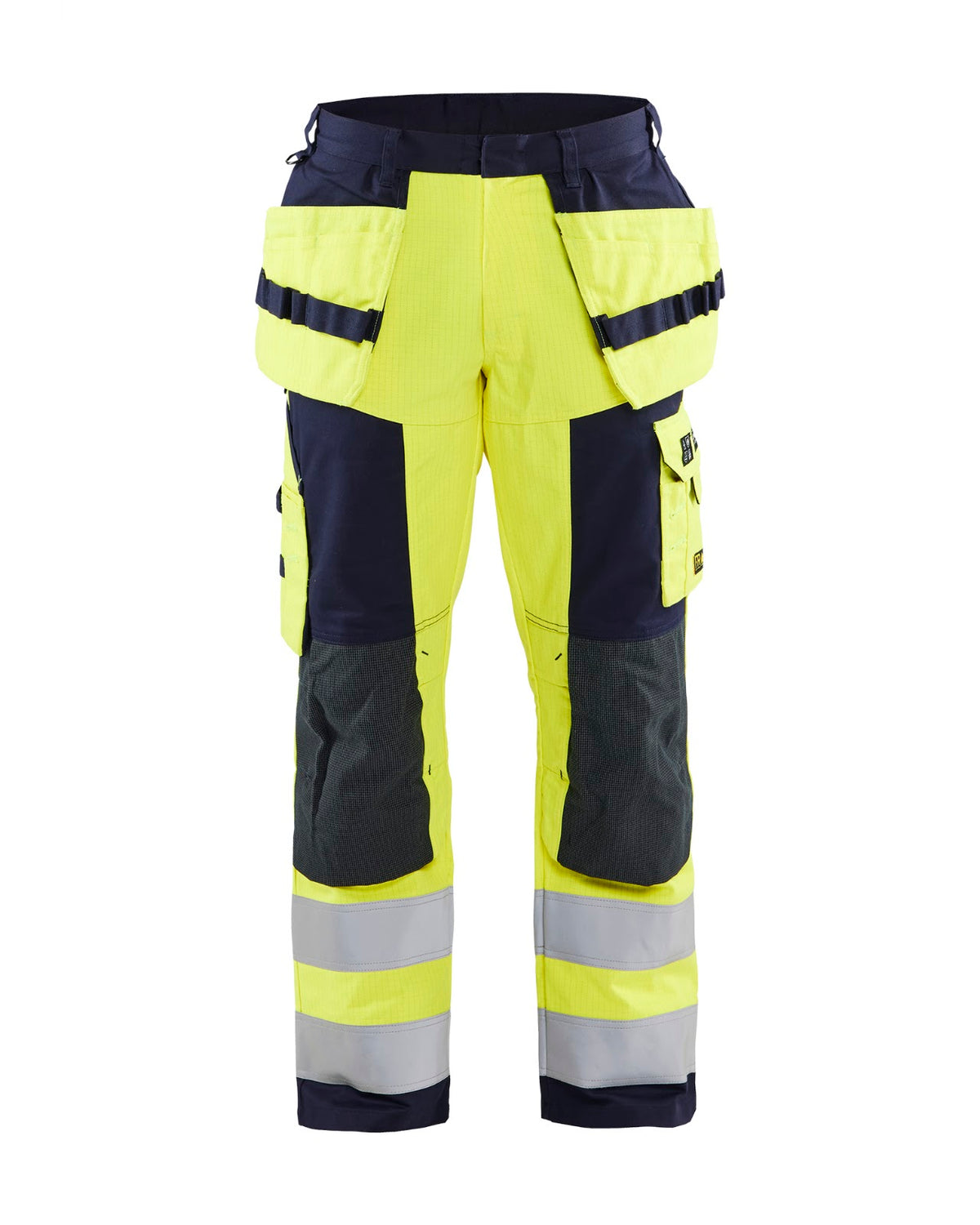 1579 Multinorm werkbroek met gereedschapszakken - High Vis Geel/Marineblauw