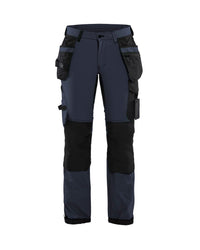 7192 Dames werkbroek 4-weg stretch met gereedschapszakken - Donker marineblauw/Zwart