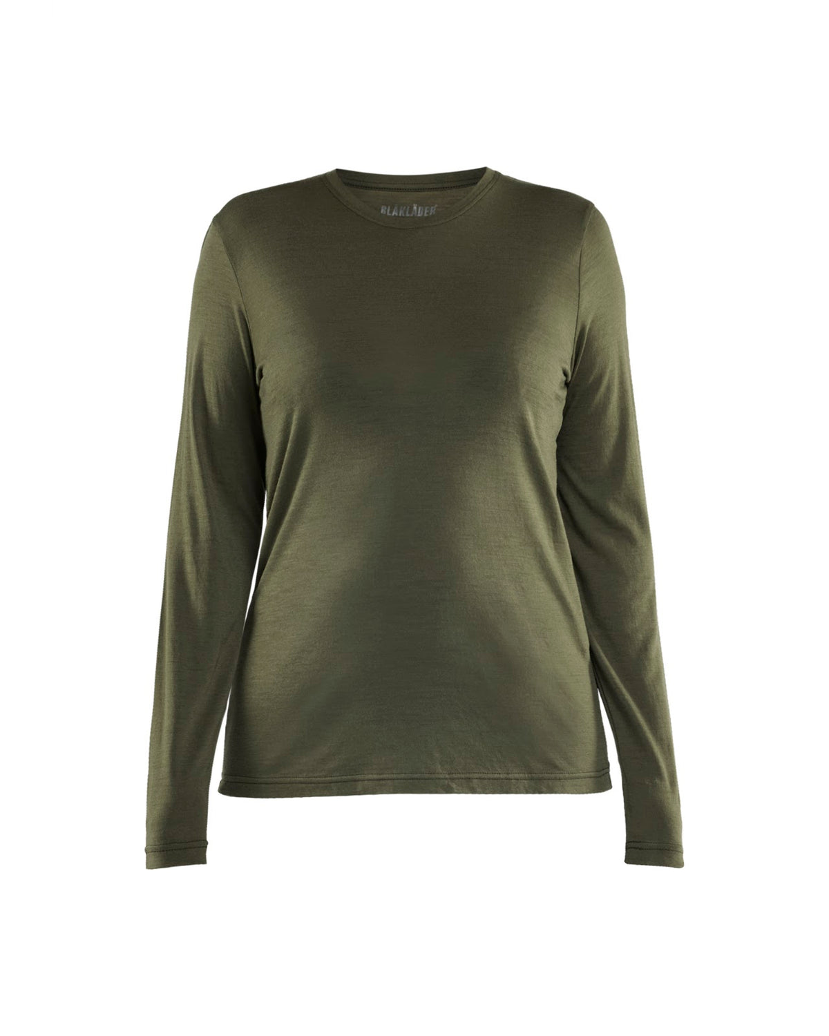3539 Dames T-shirt met lange mouwen merinowol - Donker herfstgroen