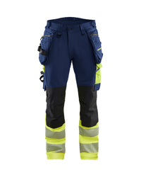 1125 High Vis werkbroek 4-weg stretch met afneembare gereedschapszakken - Marine/High Vis Geel