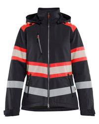 4406 Dames Lichtgewicht softshell jack gevoerd high vis - Zwart/High Vis Rood