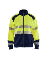 3558 Sweatshirt met rits High Vis - High Vis Geel/Marineblauw