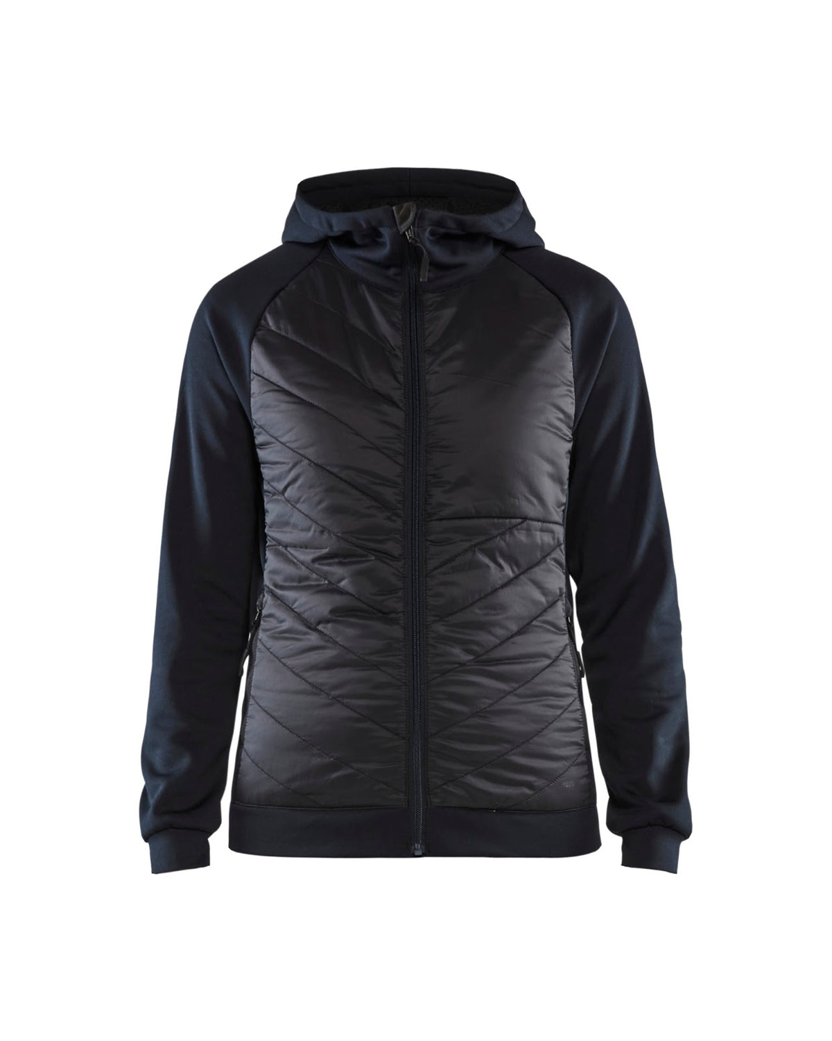 3464 Dames Hooded Hybride sweatshirt met rits - Donker marineblauw/Zwart