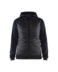3464 Dames Hooded Hybride sweatshirt met rits - Donker marineblauw/Zwart