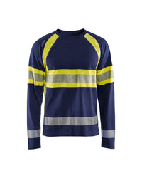 3510 T-shirt lange mouwen High Vis - Marine/High Vis Geel