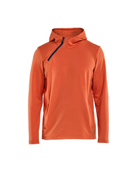 3594 Hoodie met schuine halve rits - Oranje/Roest