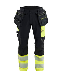 1145 ToolRig™  High Vis Werkbroek 4-weg stretch - Zwart/High Vis Geel