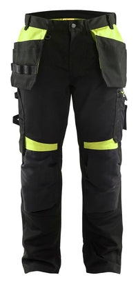 1555 Werkbroek met gereedschapszakken - Zwart/High Vis Geel