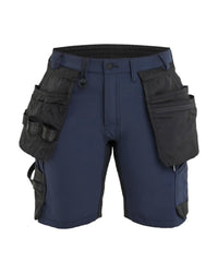 7124 Dames Short 4-weg stretch met afneembare gereedschapszakken - Donker marineblauw/Zwart