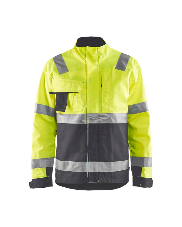 4064 Jack ongevoerd High Vis - HIgh Vis Geel/Medium grijs