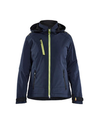 4751 Dames Lichtgewicht softshell jack gevoerd - Donker marineblauw/High Vis Geel