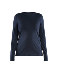 3539 Dames T-shirt met lange mouwen merinowol - Donker marineblauw