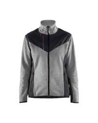 5943 Dames gebreid vest met softshell - Grijs mêlee/Zwart