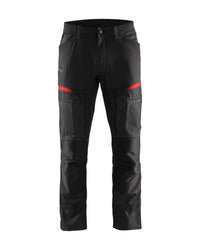 1456 Service werkbroek stretch - Zwart/Rood