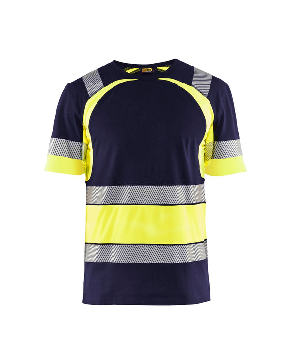 3421 T-shirt High Vis - Marine/High Vis Geel