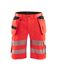 1586 High Vis short met stretch en gereedschapszakken - High Vis Rood