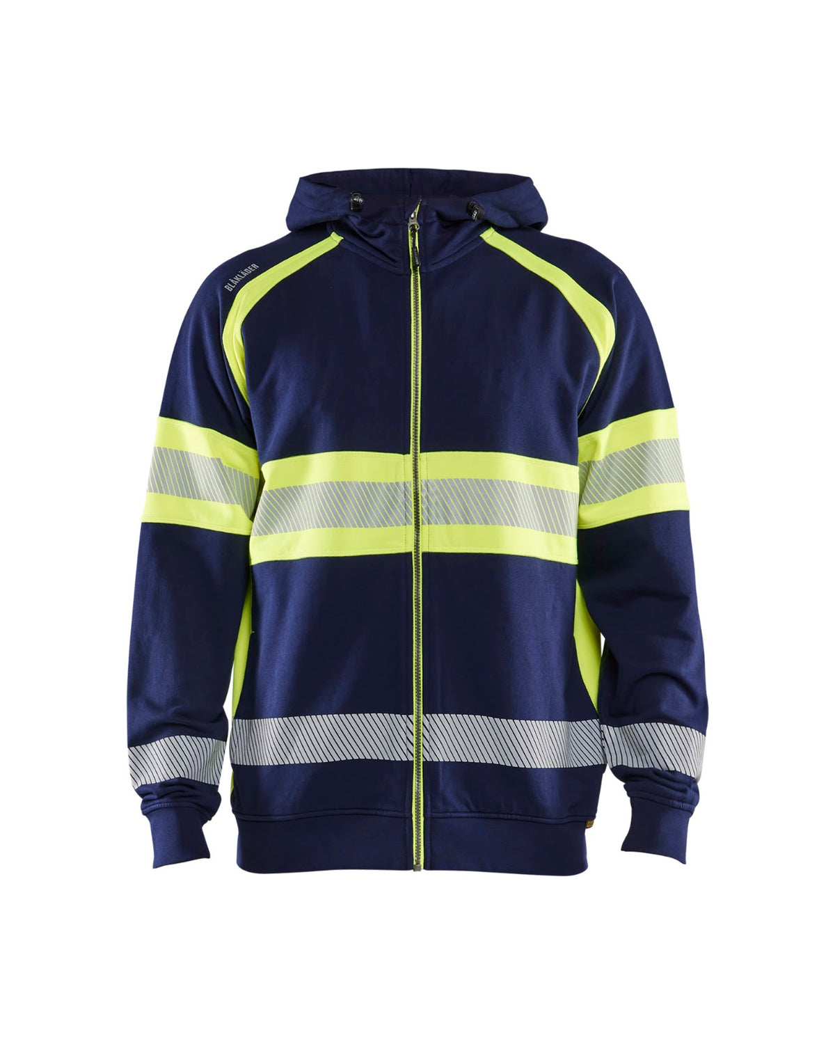 3552 Hooded sweatshirt met rits High Vis - Marine/High Vis Geel