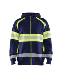 3552 Hooded sweatshirt met rits High Vis - Marine/High Vis Geel