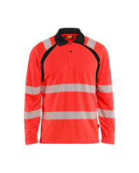 3598 UV-Poloshirt lange mouwen High Vis - High Vis Rood/Zwart