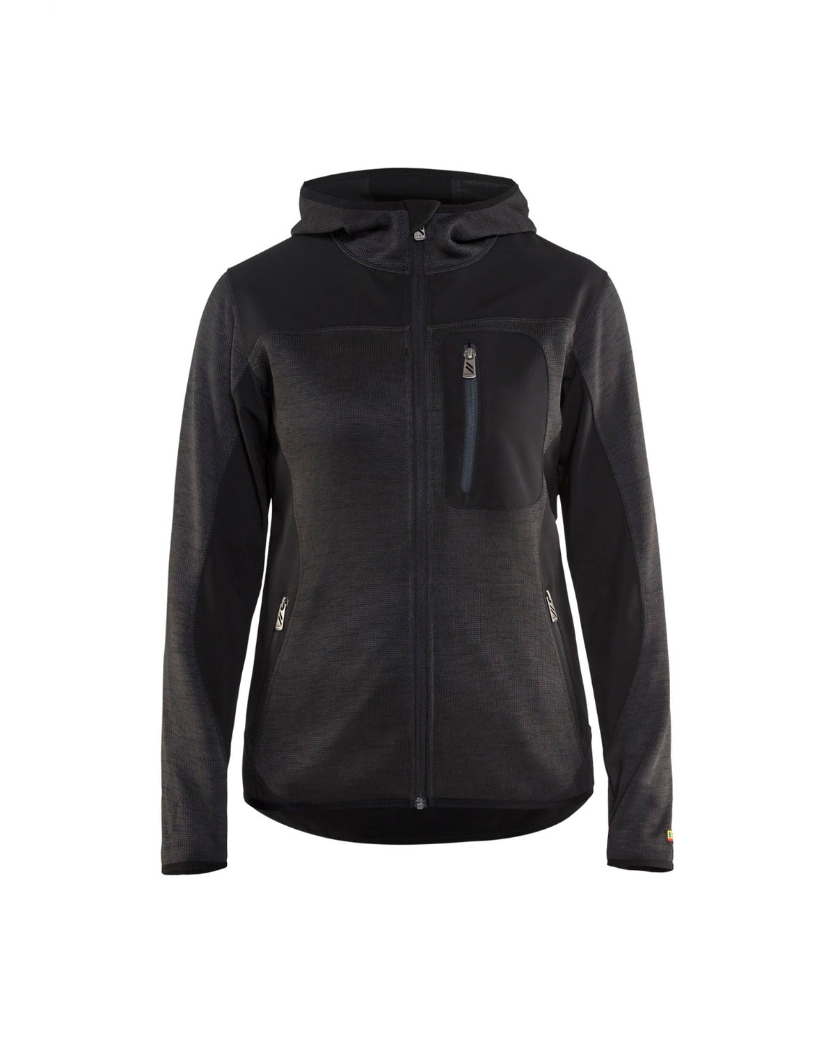 4931 Dames gebreid vest met softshell - Donkergrijs/Zwart