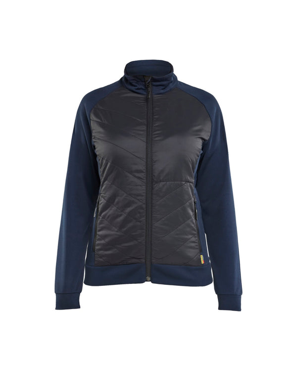 3419 Dames hybride sweatshirt met rits - Donker marineblauw/Zwart