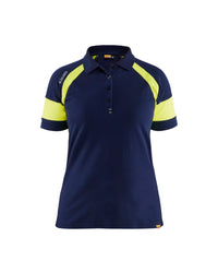 3529 Dames Poloshirt visible - Marine/High Vis Geel